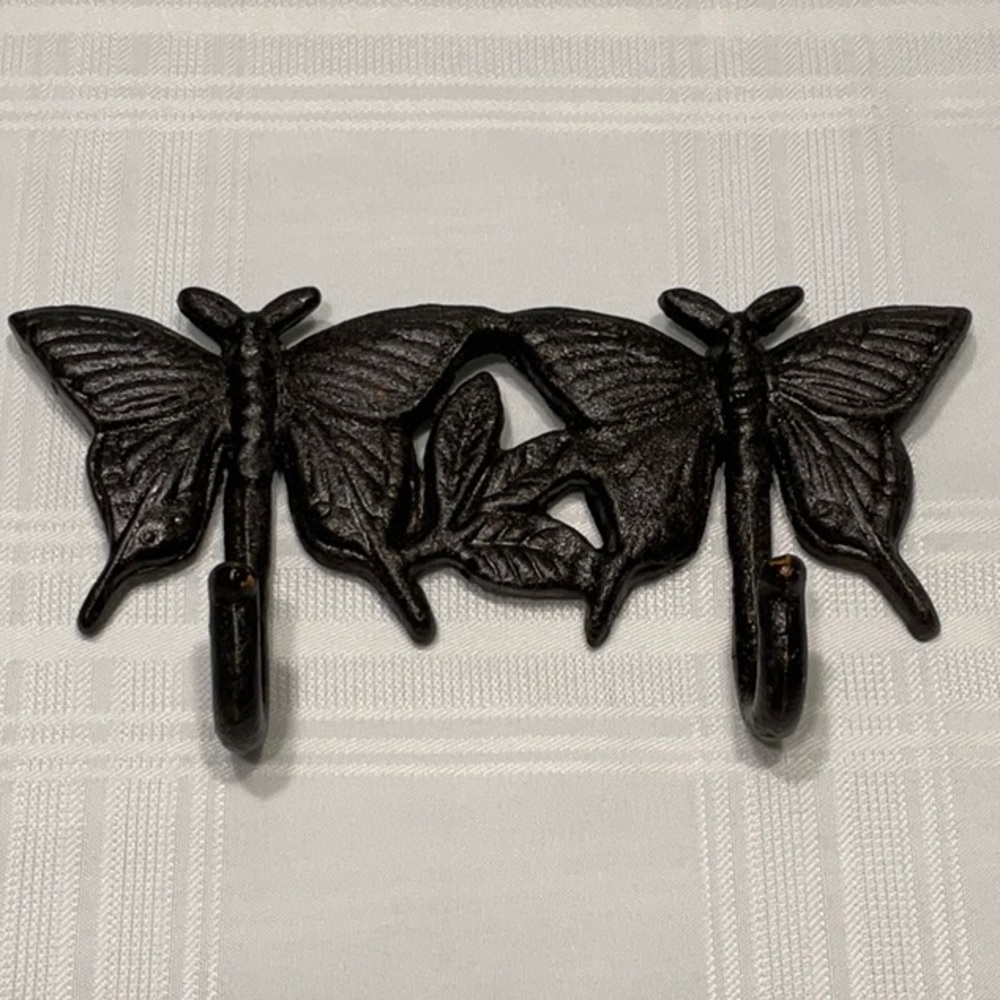Wrought Iron Butterfly Double Hook
